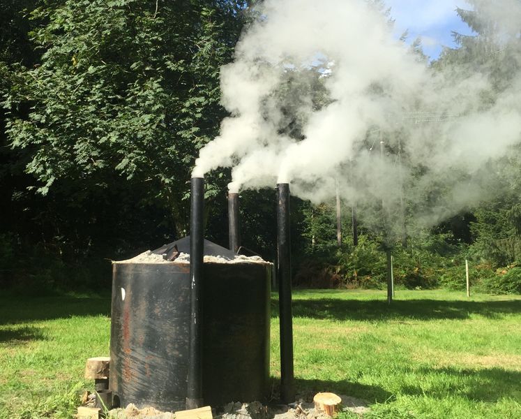 Our small 4ft ring kiln will produce approximately 30kg of charcoal each burn