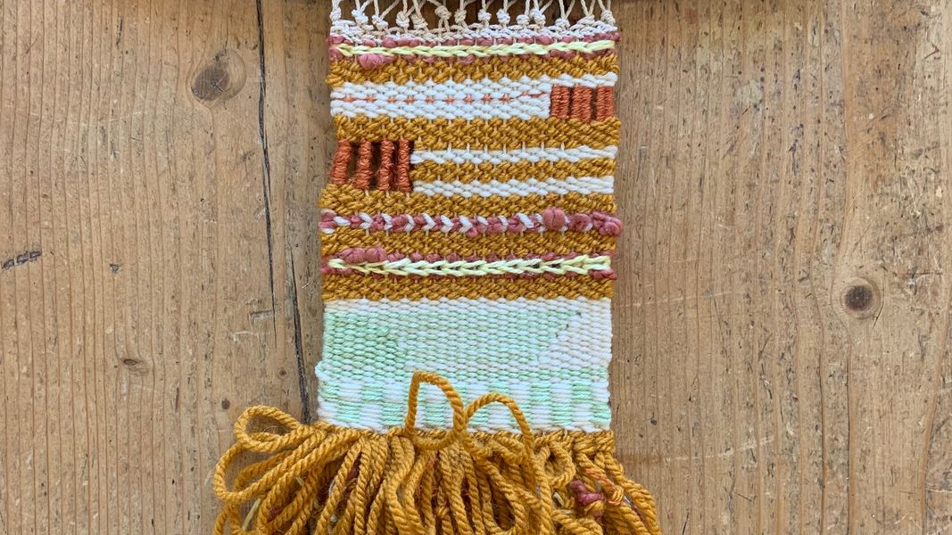 Handwoven tapestry, made using a frame loom