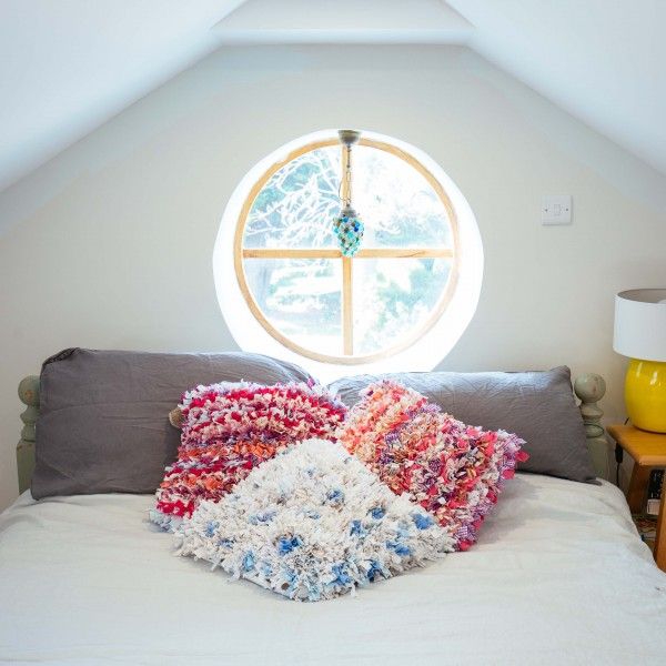 Pink & White Rag Rug Cushions