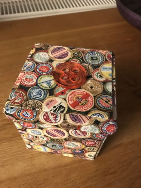 Fabric covered Etui box (fold out base)