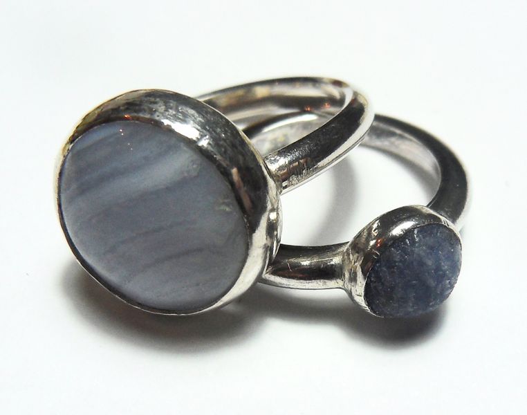 Bezel set gemstone cabochon rings - great for an intermediate silver jewellery session