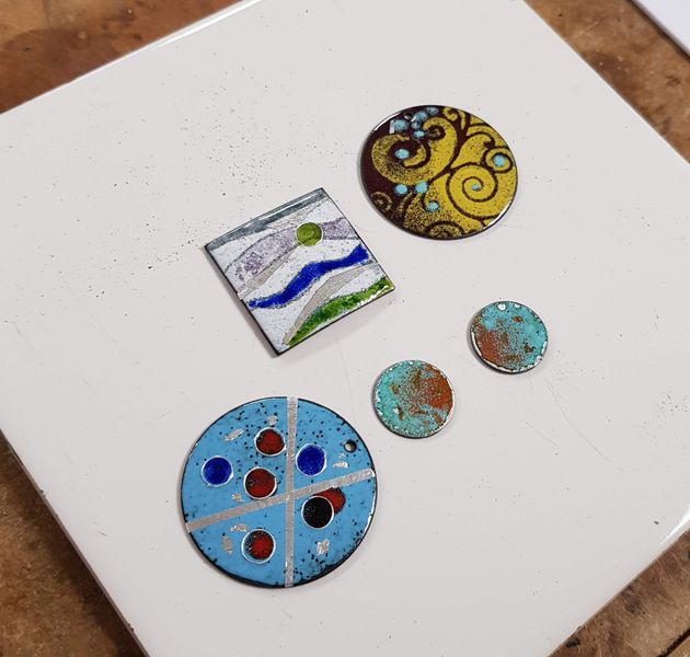 Student work from Enamelling taster day with Sheila McDonald