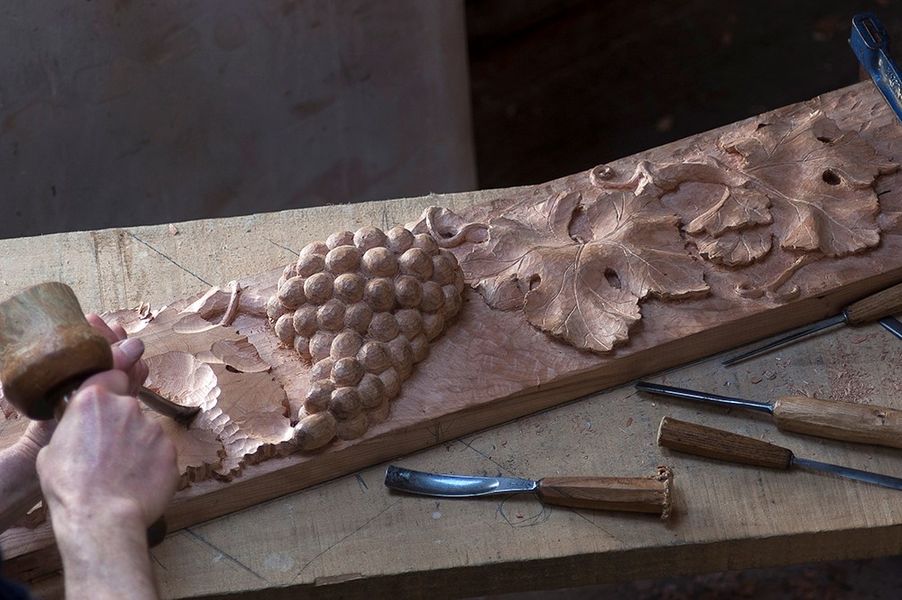 Carving a grape vine