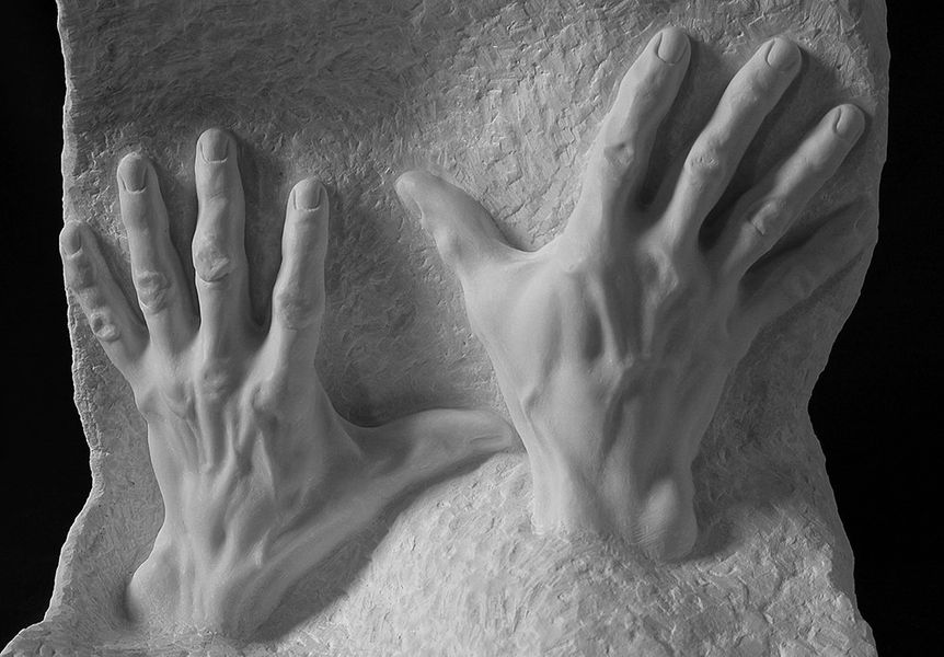 Hands carved in marble