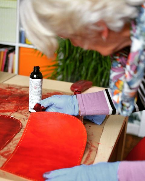 Student making a handbag