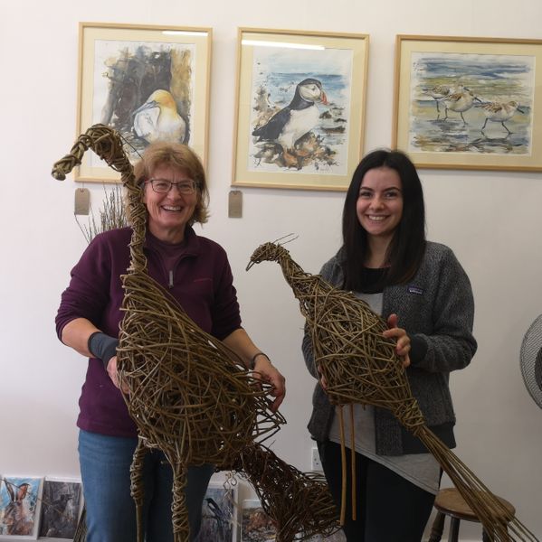 Mother and daughter Willow Bird Sculpture Workshop at Creative with Nature Todmorden West Yorkshire