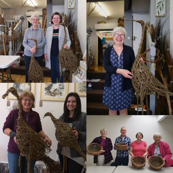 Students work Willow Bird Sculpture Workshop at Creative with Nature Todmorden West Yorkshire