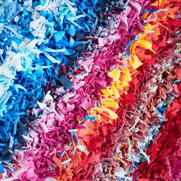 Shaggy Rainbow Rag Rug Detail