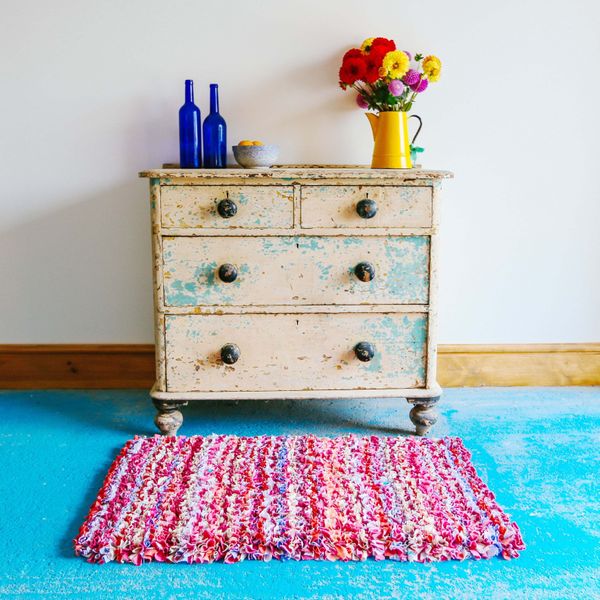 Pink Striped Shaggy Rag Rug by Ragged Life