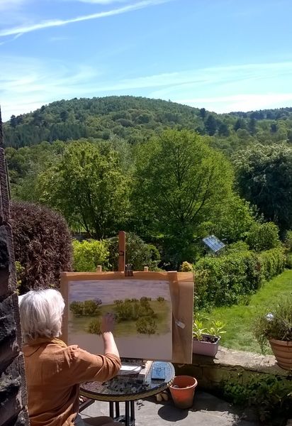 Pastel Painting in Home Studio Garden