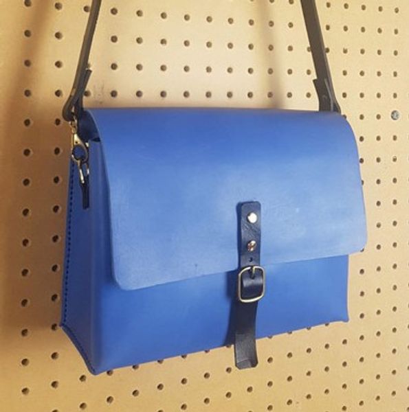 Do-it-yourself-bag-kit-Make-a-Bag-at-home-leather-course-Handmade-cross-body-satchel-small-Blue-crop