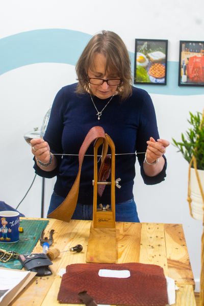 A student sewing