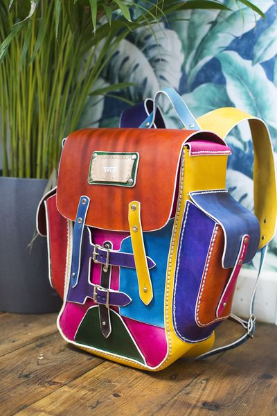A colourful handmade backpack