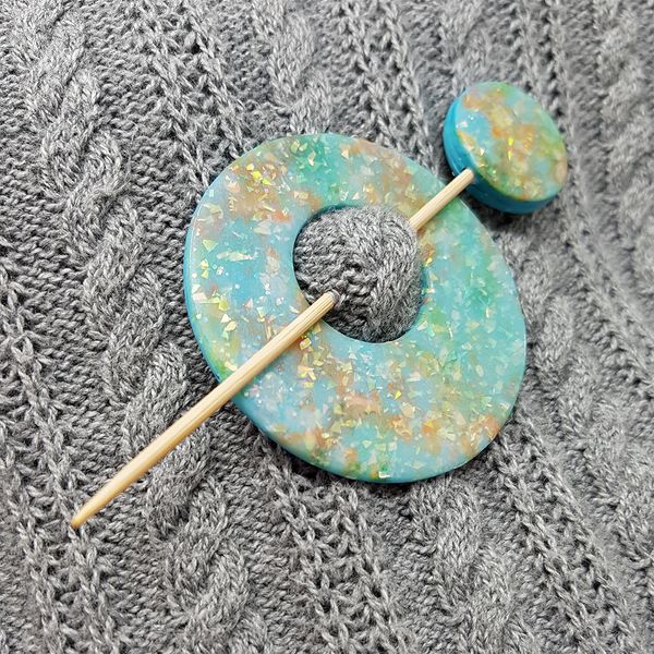 Mixed media shawl pin