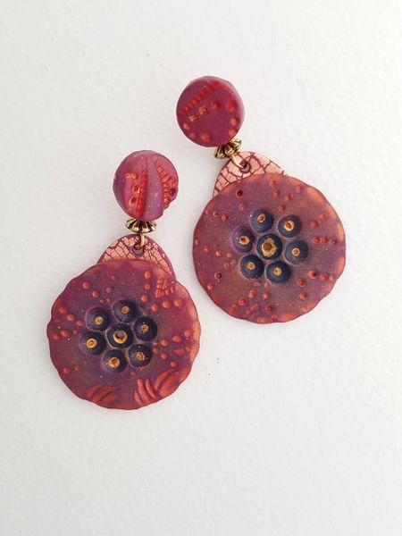 Mixed media and polymer clay earrings