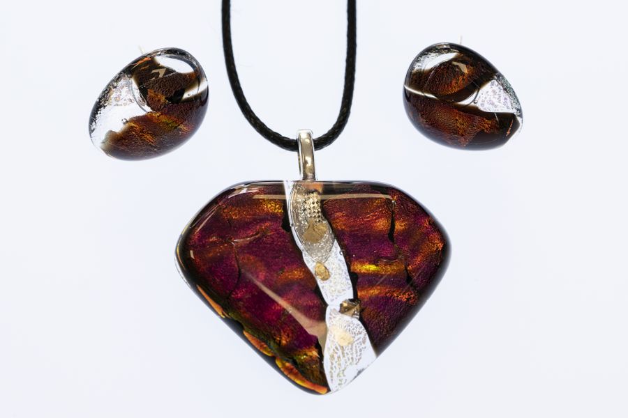 Jewellery made in a microwave kiln.