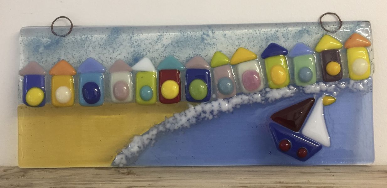 Happy little beach huts all in a row! Made by Denise on our Full Day Introduction to Glass Fusing.