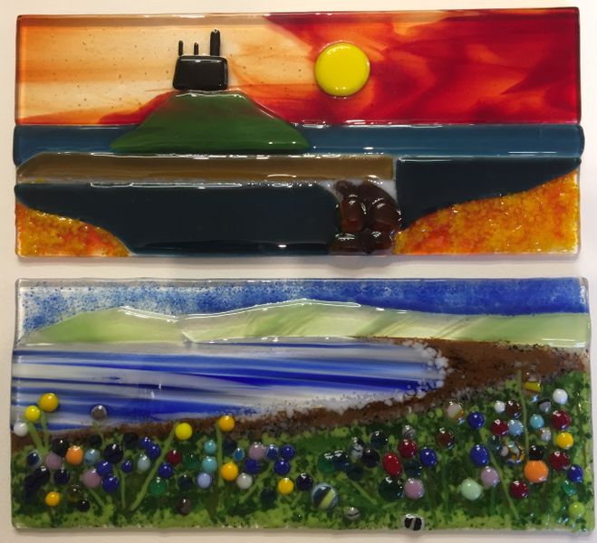 Lovely Cornish scenes after their first firing. Sometimes it is the glass that inspires, sometimes its the scene.