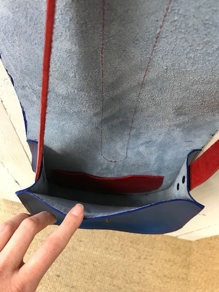 Inside leather saddle bag