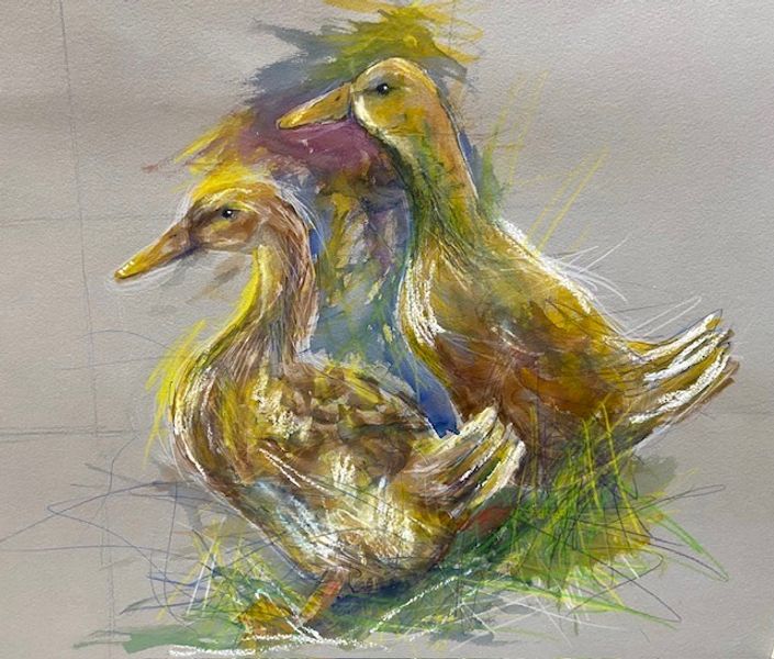 Animal Drawing with ink and pastel at Cowshed Creative