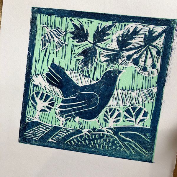 More experienced printmakers may like to try a 2 colour print.