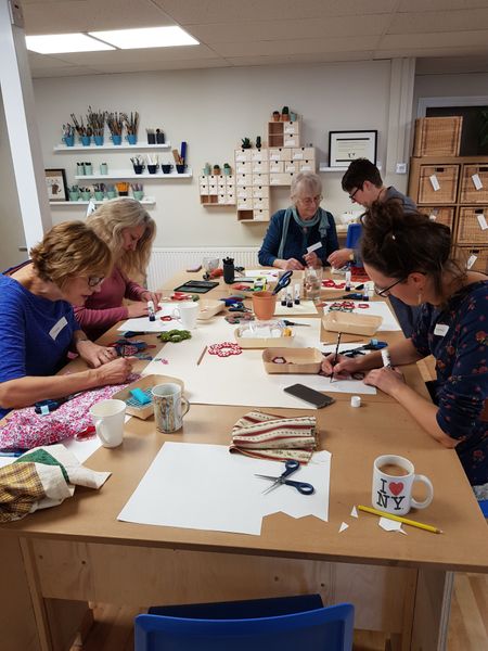 Quilters working on Nikis Class at Cambridge Art Makers