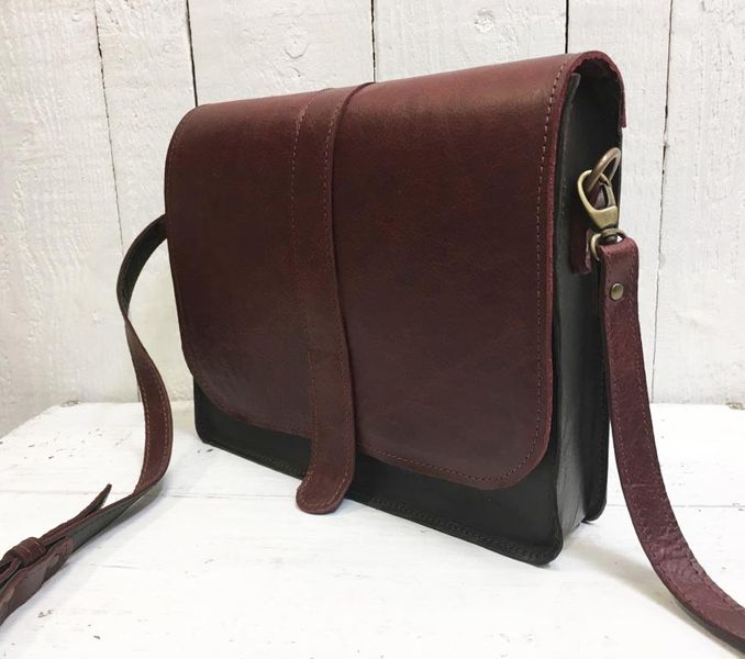 Burgundy & black cross-body bag