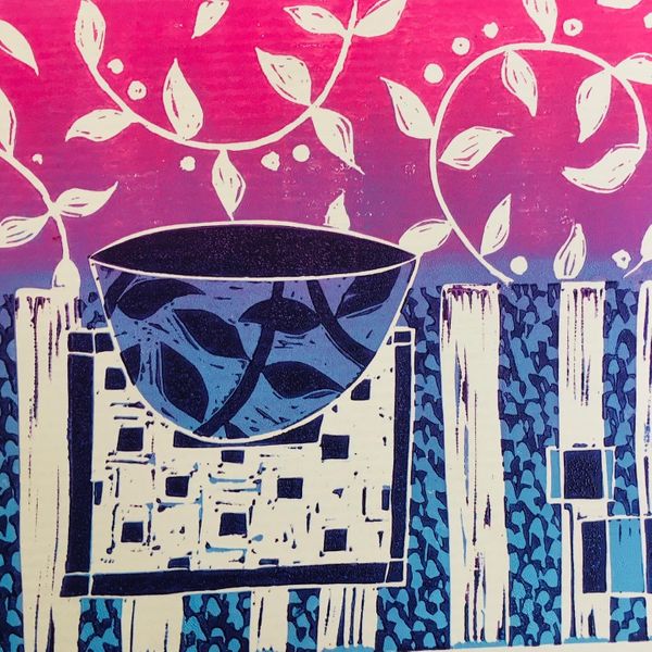 Artist Ruth Blackford had a day re-working one of her intaglio designs into a series of linocuts