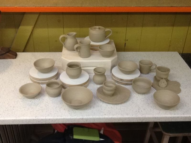 A days work by a couple of beginner potters, January 2016.