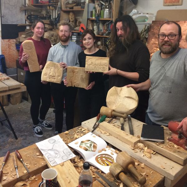 Sunday Carvers.Diverse interests on a woodcarving course with Jason Turpin-Thomson, Sheffield.