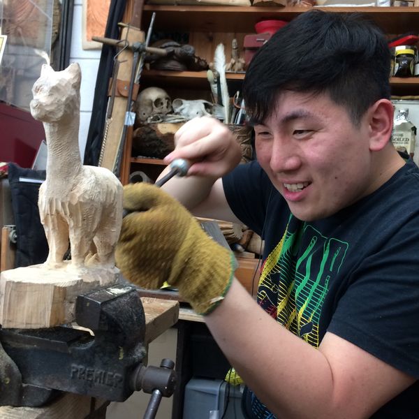 Llama Love token.Sculptural woodcarving Course with Jason Turpin-Thomson, Sheffield.