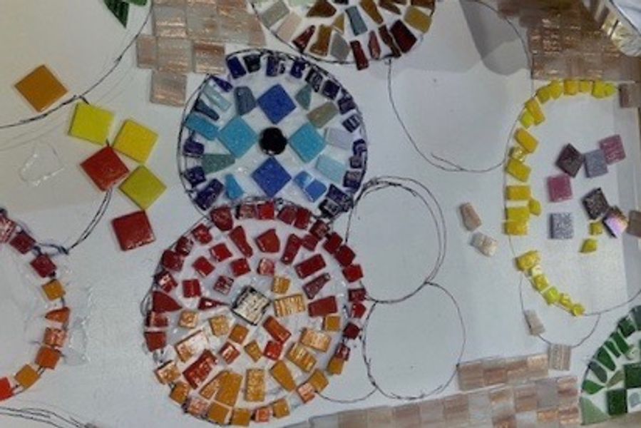 Work in progress at Cowshed Creative Mosaic workshop