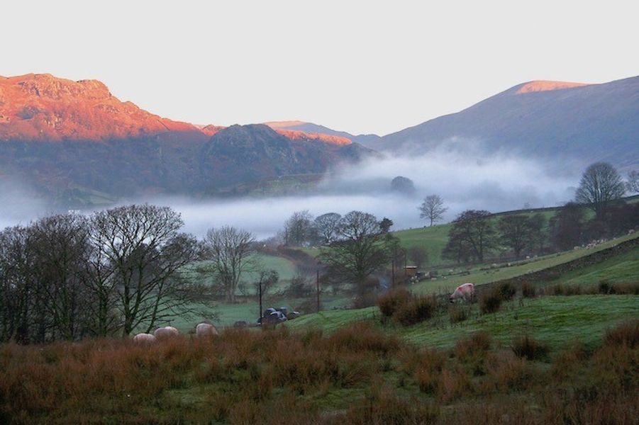 Cloud inversion our the farm in Kentmere, Lake District National Park.
