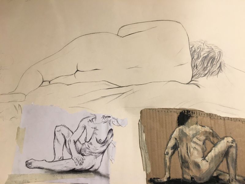 Student's contemporary life drawing from summer 2019