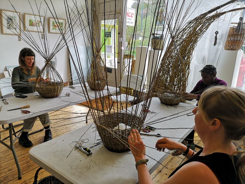 students round baskets in progress