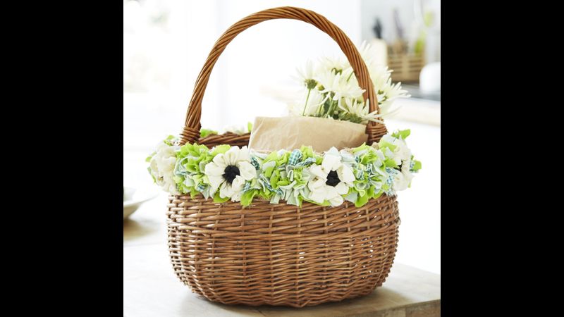 Flower Rag Rug Basket Trim