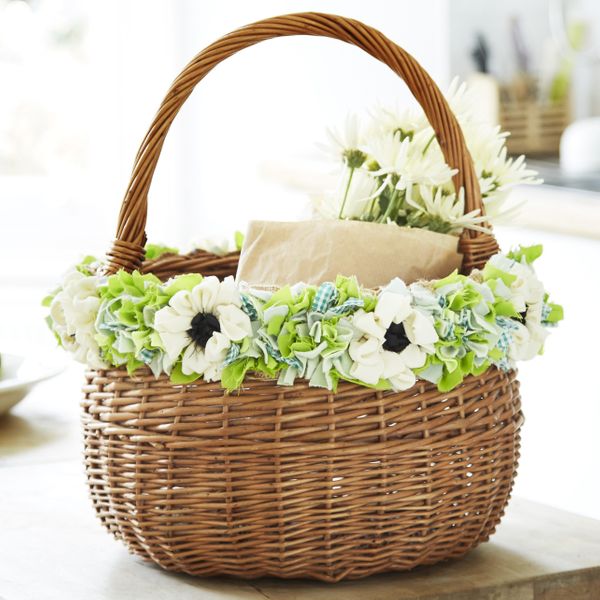 Flower Rag Rug Basket Trim