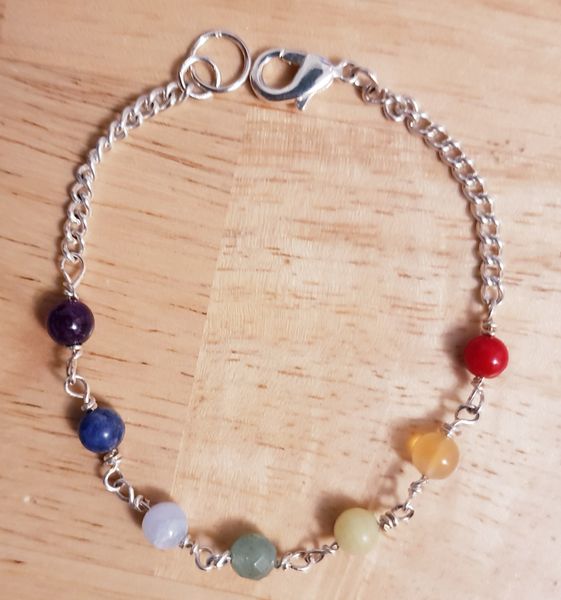 ♥ Chakra Bracelet created with Silver and Semi Precious Gems, all Silver etc. included ♥