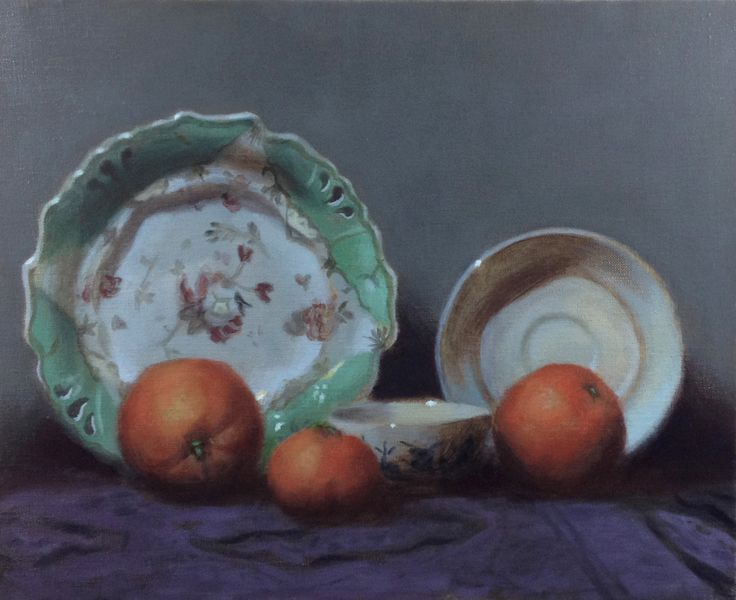 Oranges and Plates  by Lee Wright