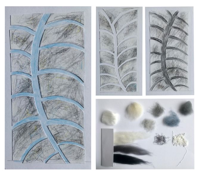 Fissures II - Nuno Felt Scarves: Fibre & Design Sketches