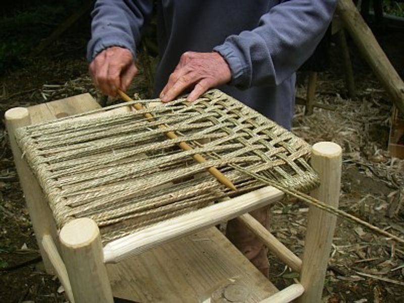 Weaving a Sea-grass seat