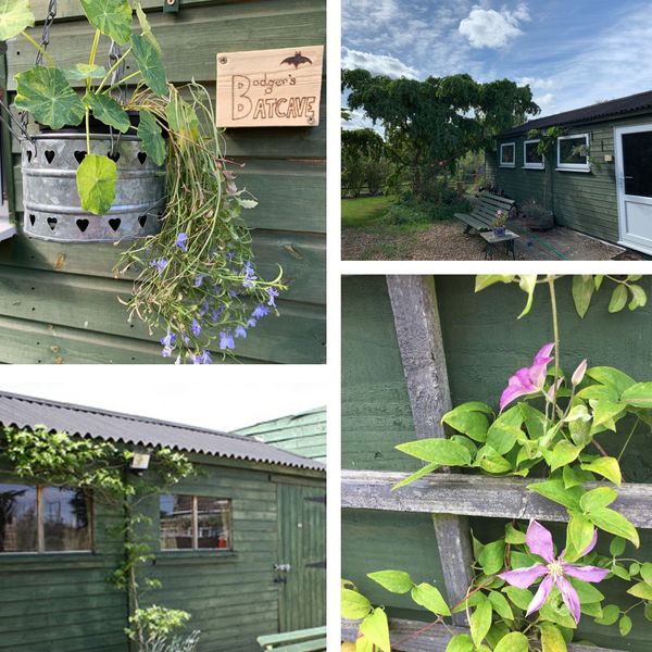 The studio - well lit and with views across the cottage garden.