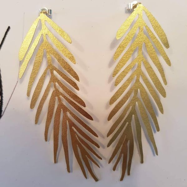 Brass leaf earrings