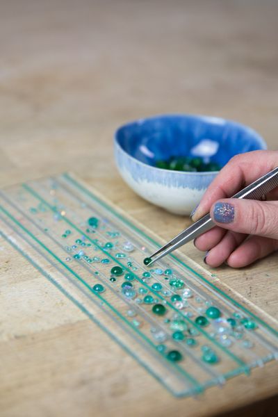 Making fused glass lantern.