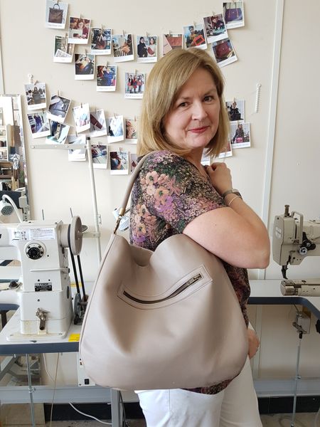 Here is one of our lovely students Francis, looking very proud of her finished bag