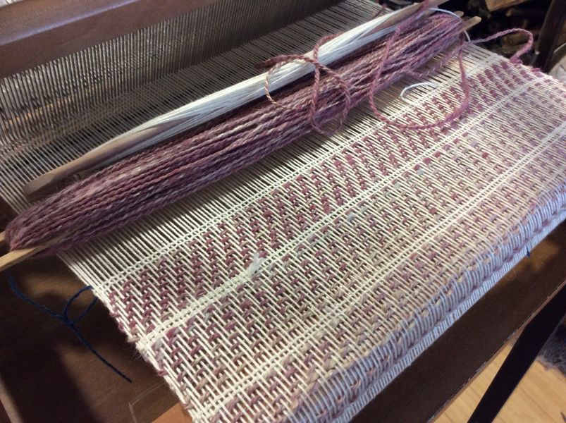 Weaving with hand-spun, hand-dyed alpaca