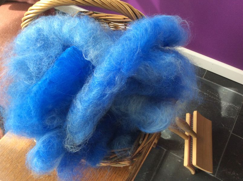 Carded hand-dyed alpaca fleece