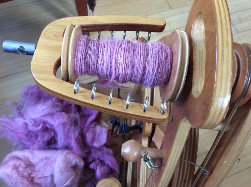 Spinning alpaca and silk fibres