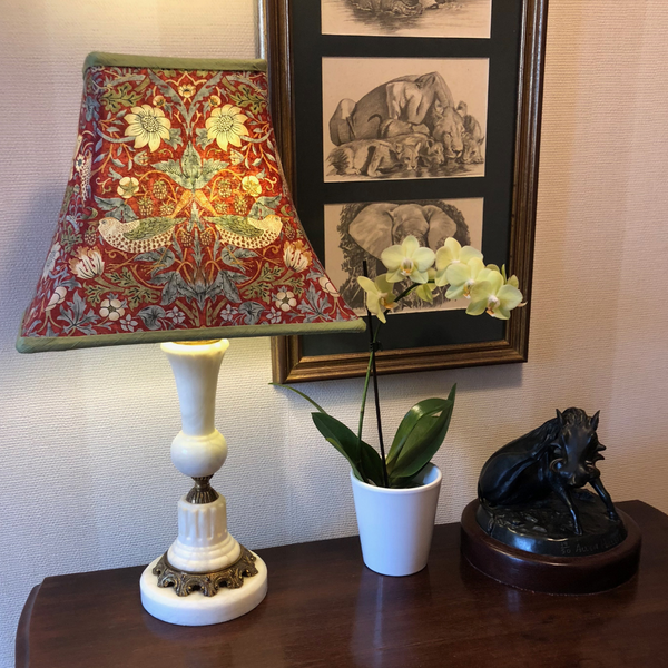 Traditional tailored lampshade in William Morris design, Strawberry Thief