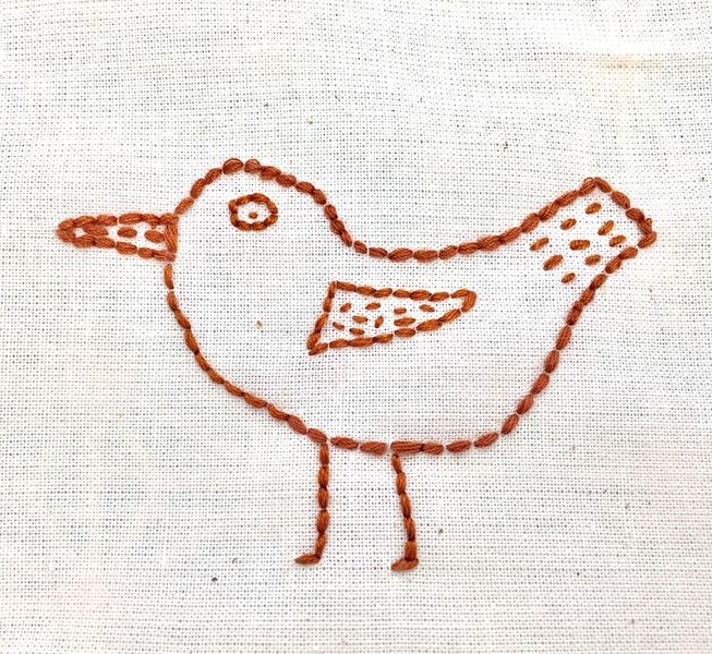 Alison’s lovely hand embroidered bird made at the embroidery class in Sheffield 